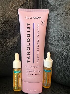 New Tanologist Daily Glow Brightening Gradual Tan Lotion-Medium/Dark + drops